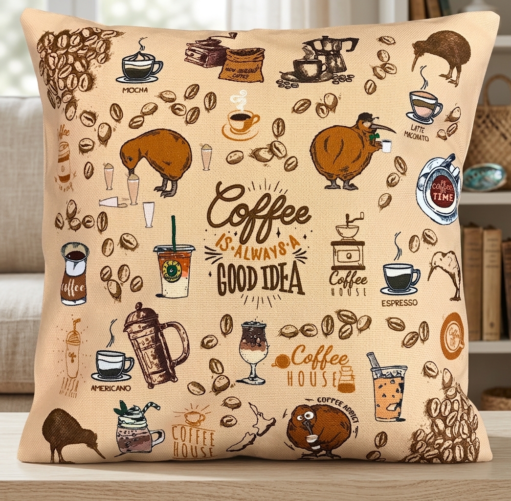 Cushion Cover coffee kiwi