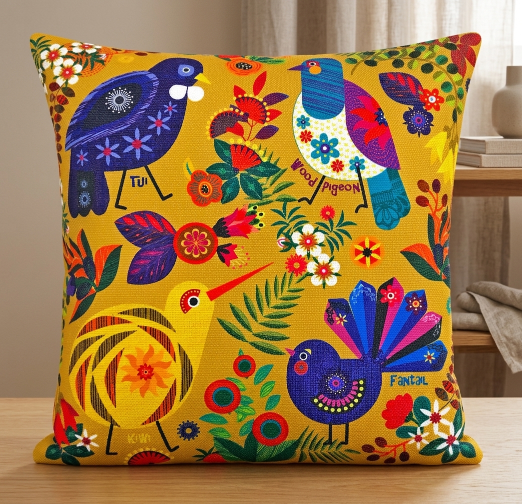 Retro Bird Cushion Cover